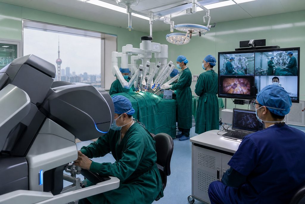 5G telesurgery robot cost China - medical illustration