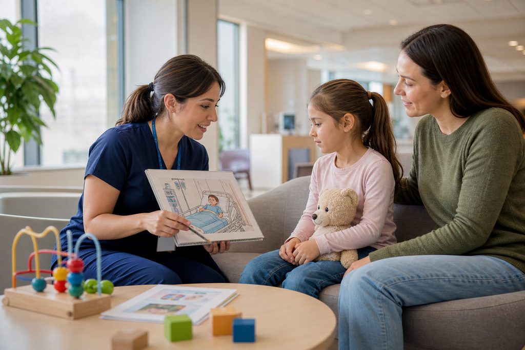 child-friendly hospital visit packages C - medical illustration