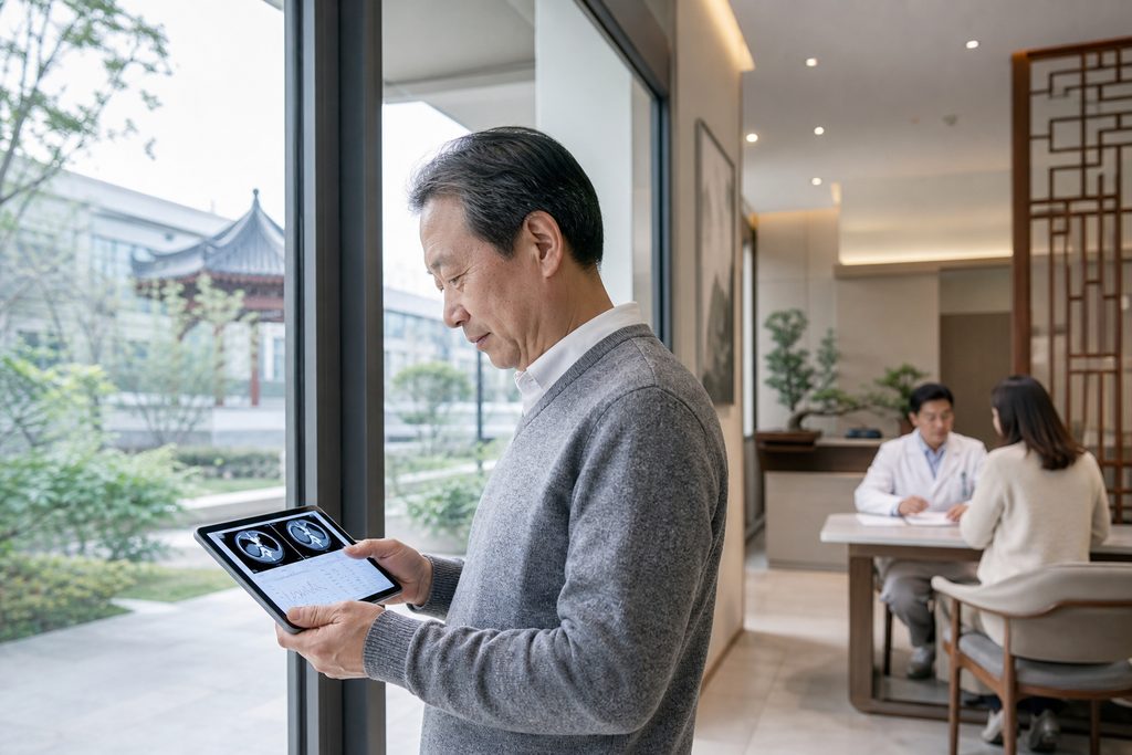 access my medical records from China hos - medical illustration