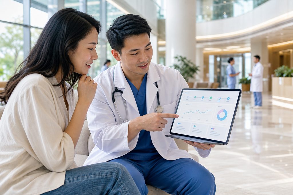 China medical tourism online patient por - medical illustration