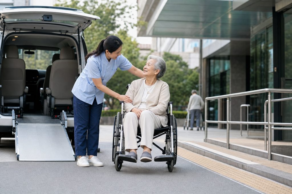 accessible medical transport for seniors - medical illustration