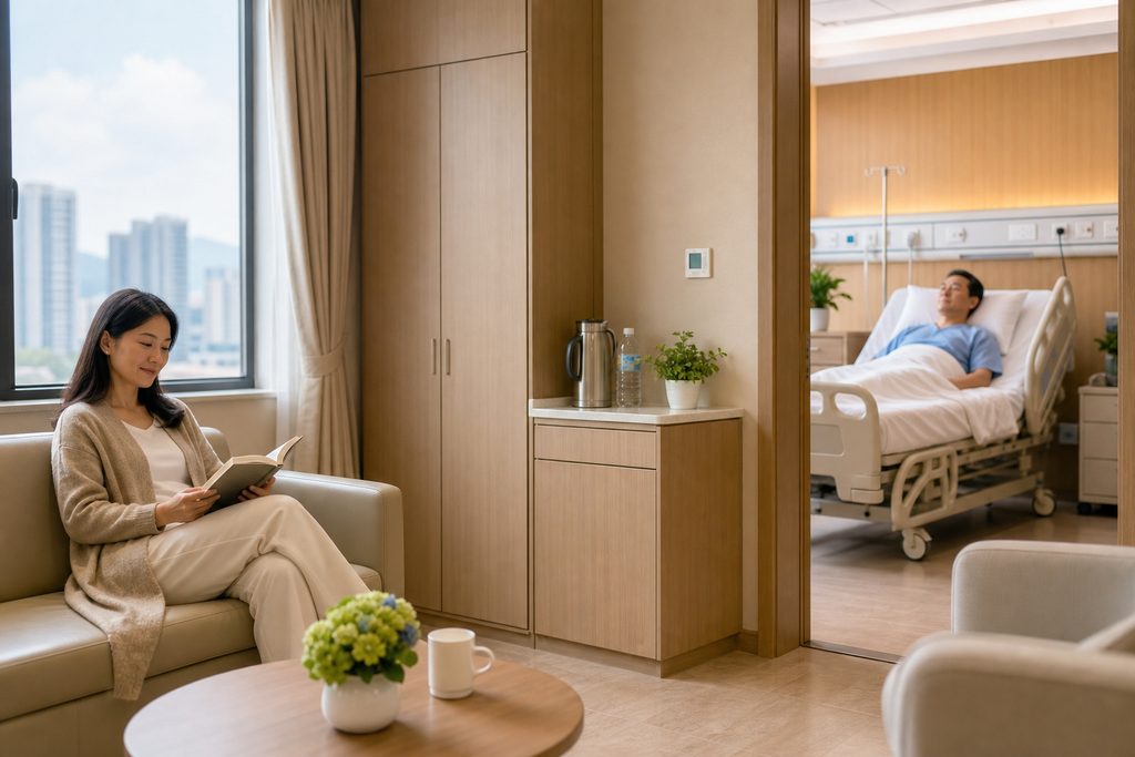 hospital accommodation for spouse China - medical illustration