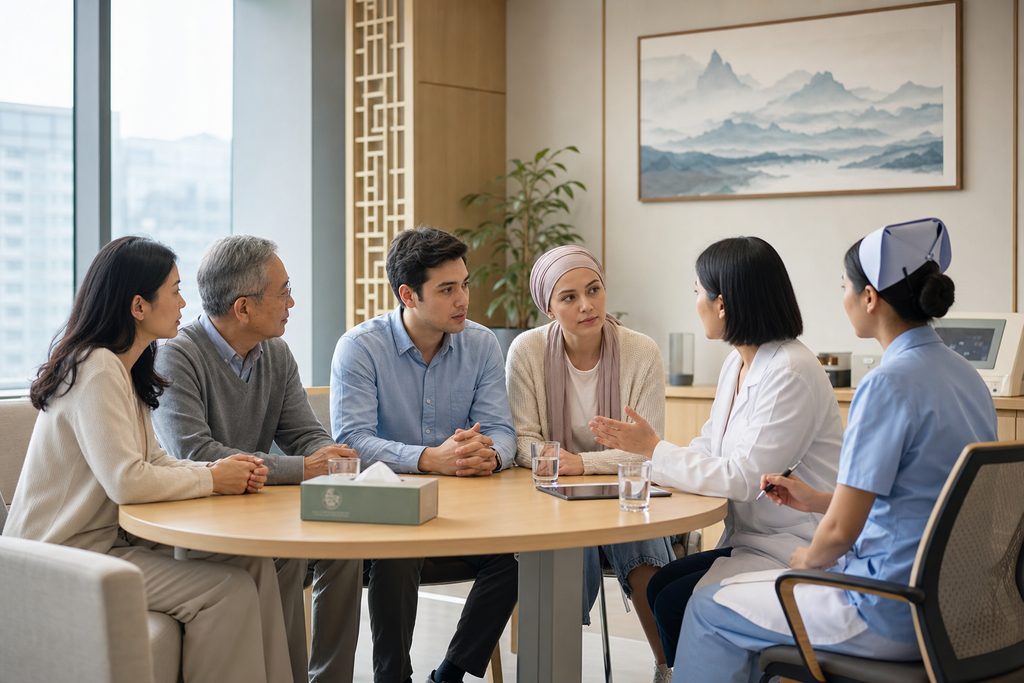 family support group medical tourism Chi - medical illustration