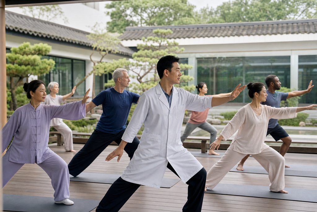 doctor prescribed yoga therapy China cos - medical illustration