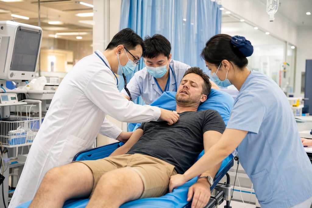 emergency medical care for tourists Chin - medical illustration