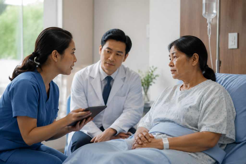 surgery in China with English interpreter - medical illustration