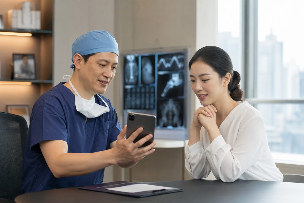 secure messaging with surgeon China - medical illustration