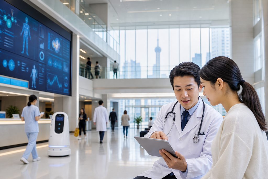 smart hospital China online booking - medical illustration