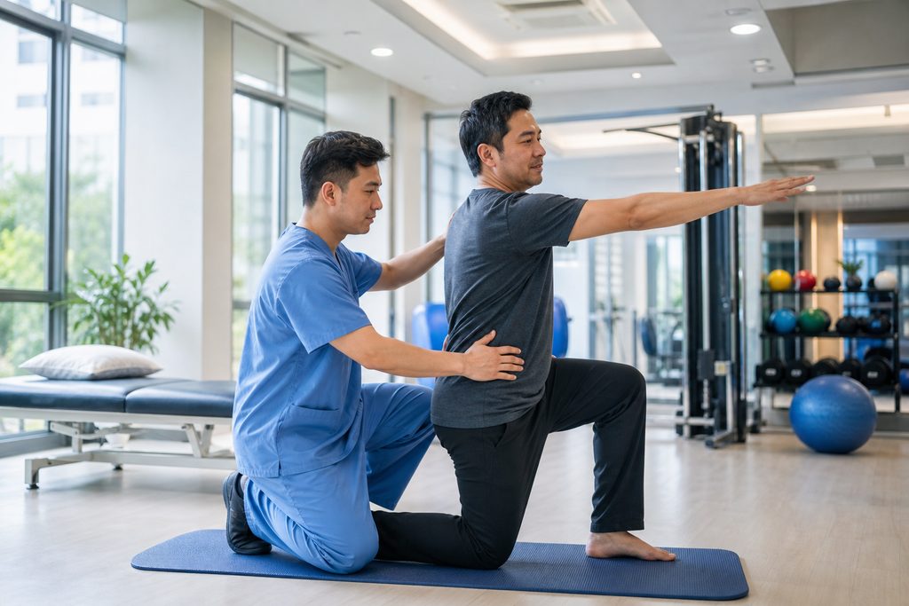 spinal fusion rehabilitation center Chin - medical illustration