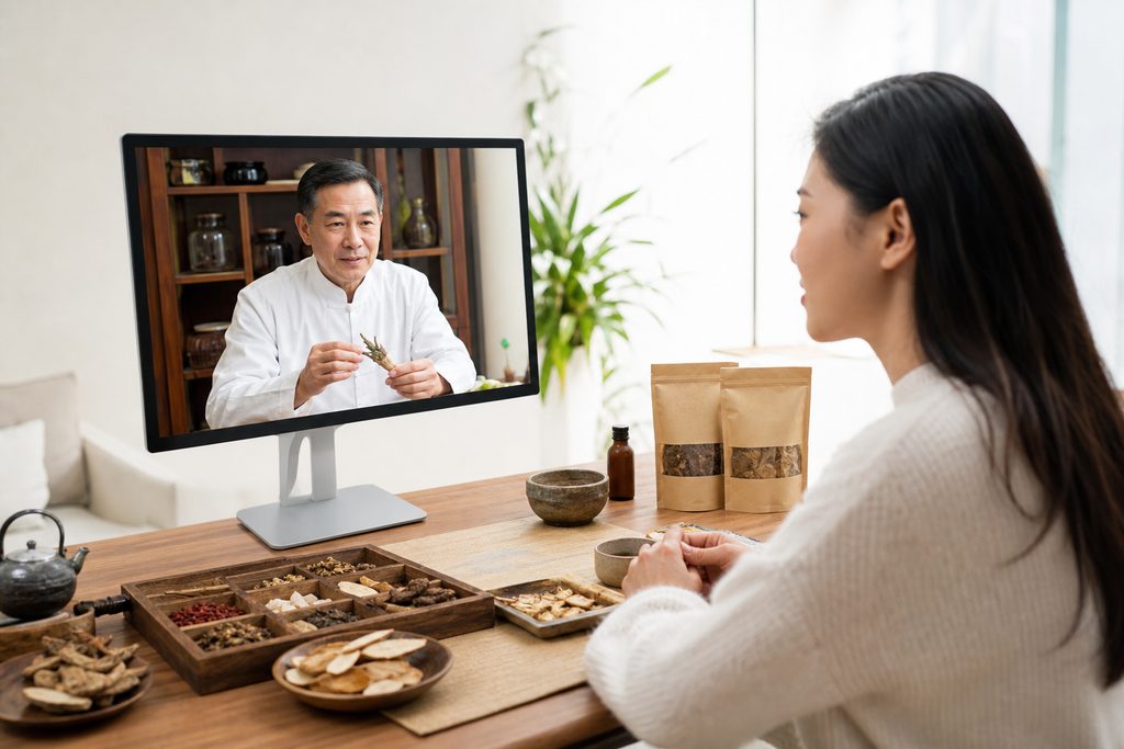 TCM herbal medicine continuity service a - medical illustration