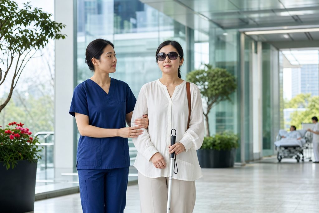 medical escort for blind patient China c - medical illustration