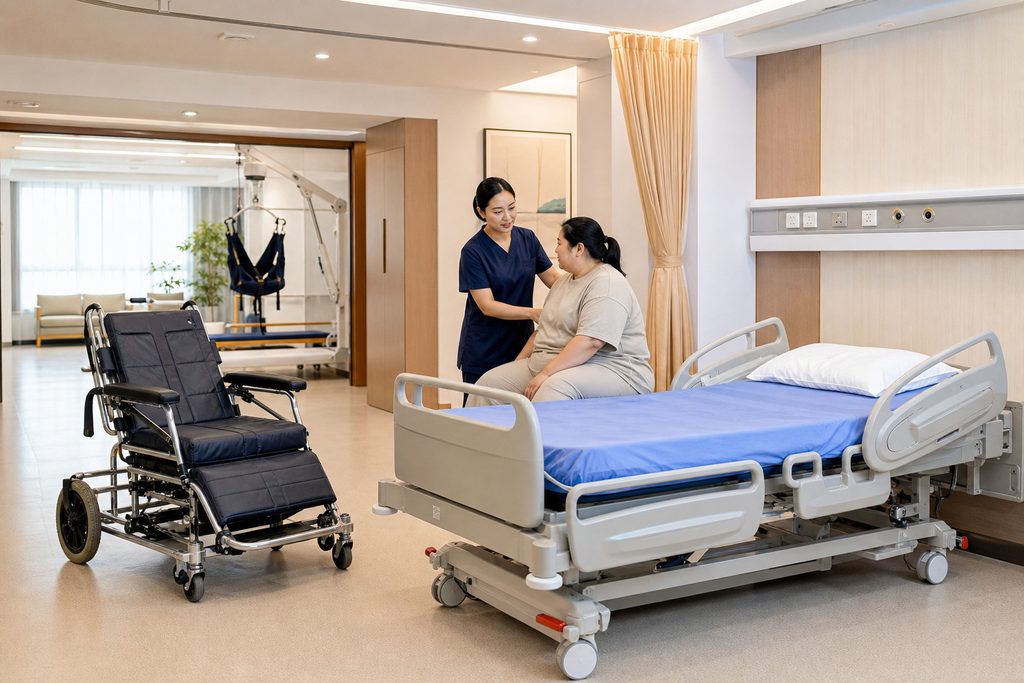 bariatric equipment for large patients C - medical illustration