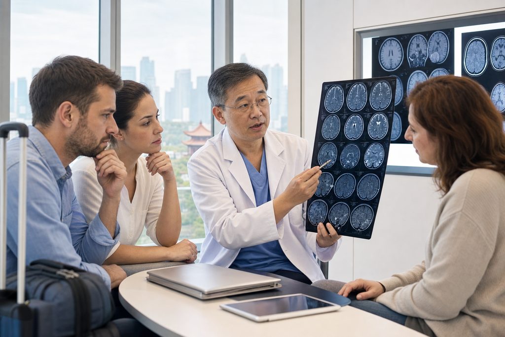 brain tumor surgery cost China vs India - medical illustration