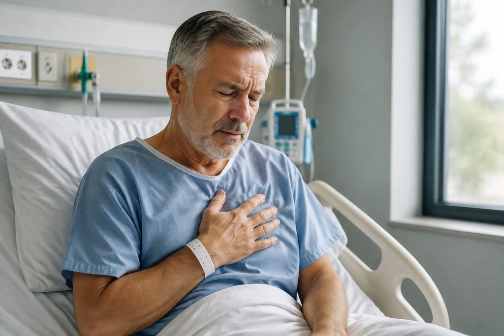 chest pain after bypass surgery - medical illustration