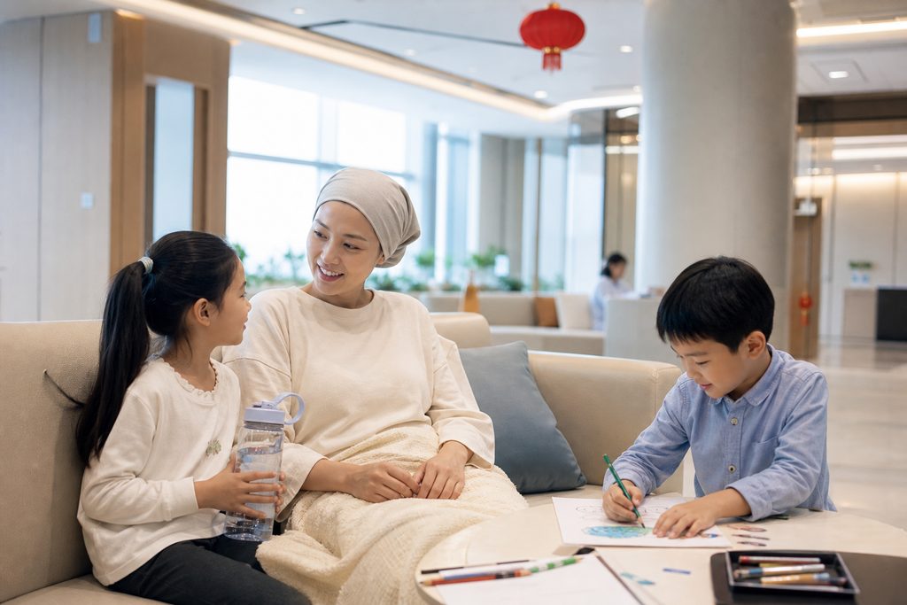 China family medical trip with children - medical illustration