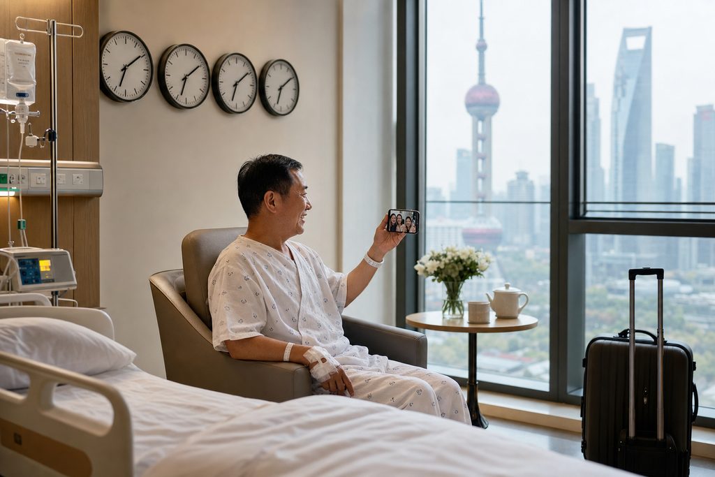international calling app for China hosp - medical illustration