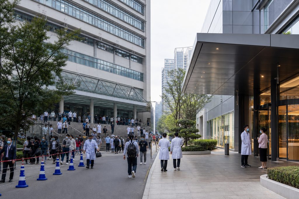 teaching hospital vs private hospital co - medical illustration