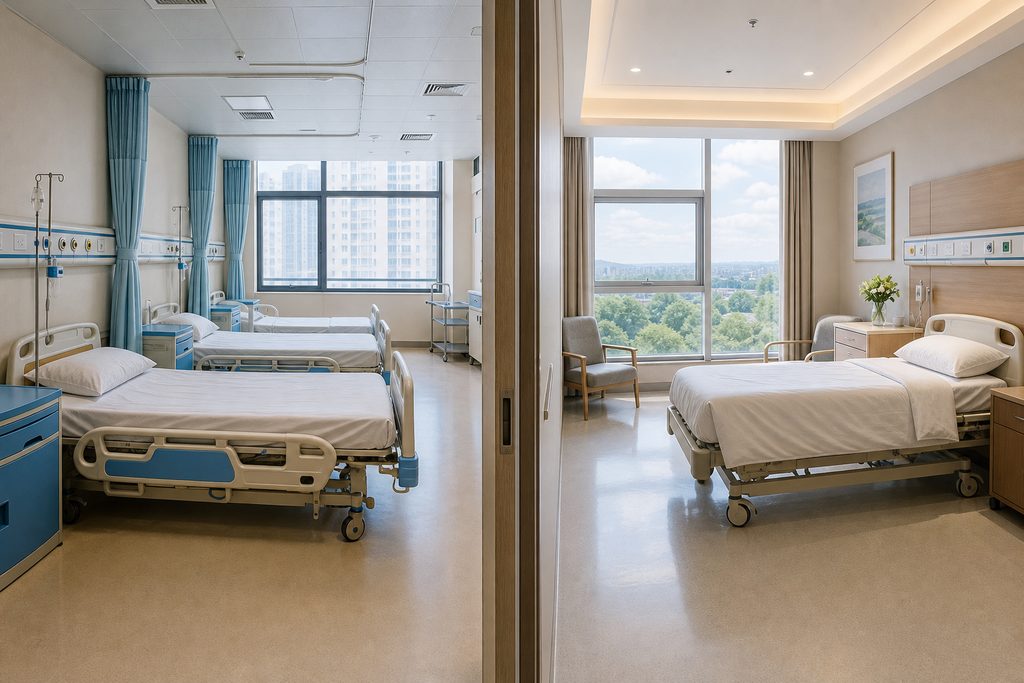 VIP hospital room cost Beijing vs USA - medical illustration