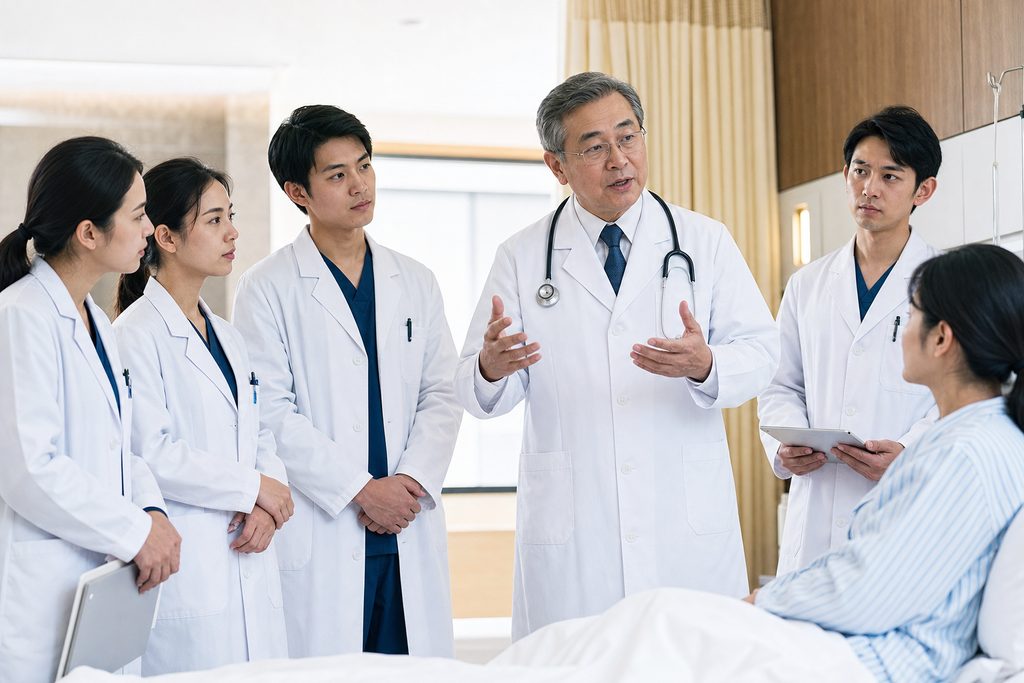 medical tourism package China senior doc - medical illustration