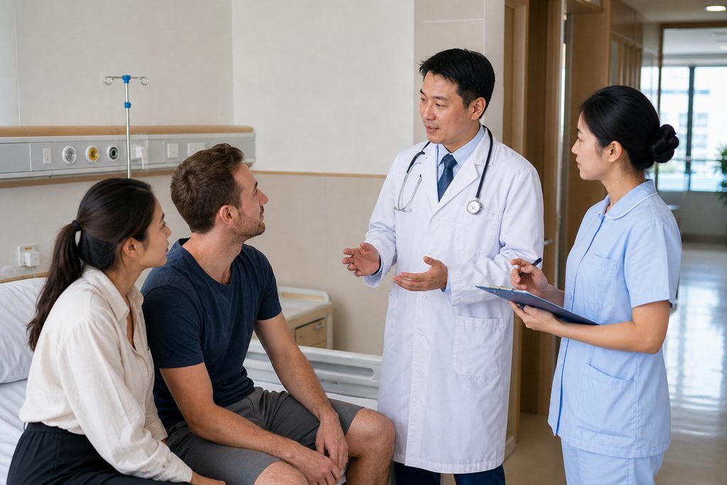 morning ward rounds chinese hospital wha - medical illustration