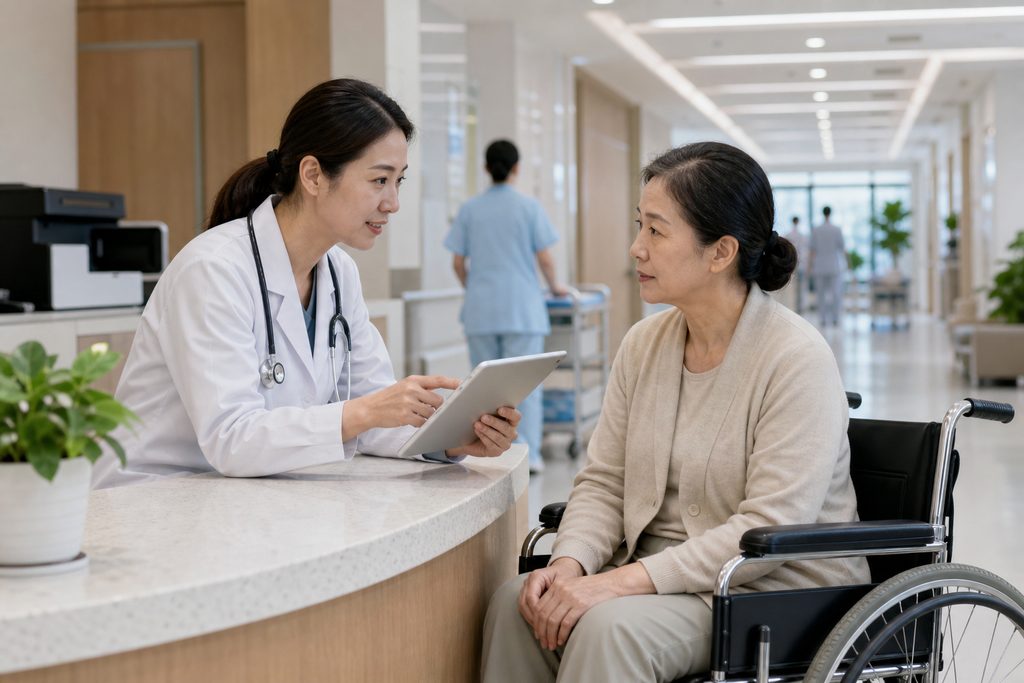 China hospital discharge criteria vs UK - medical illustration
