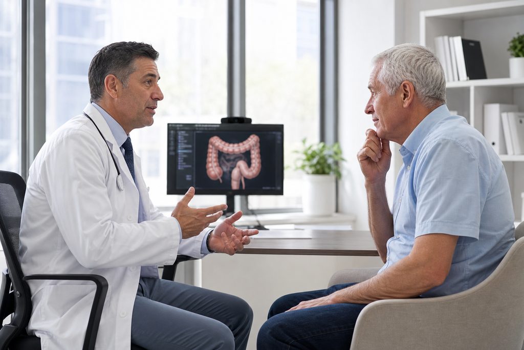 colorectal cancer surgery without colost - medical illustration