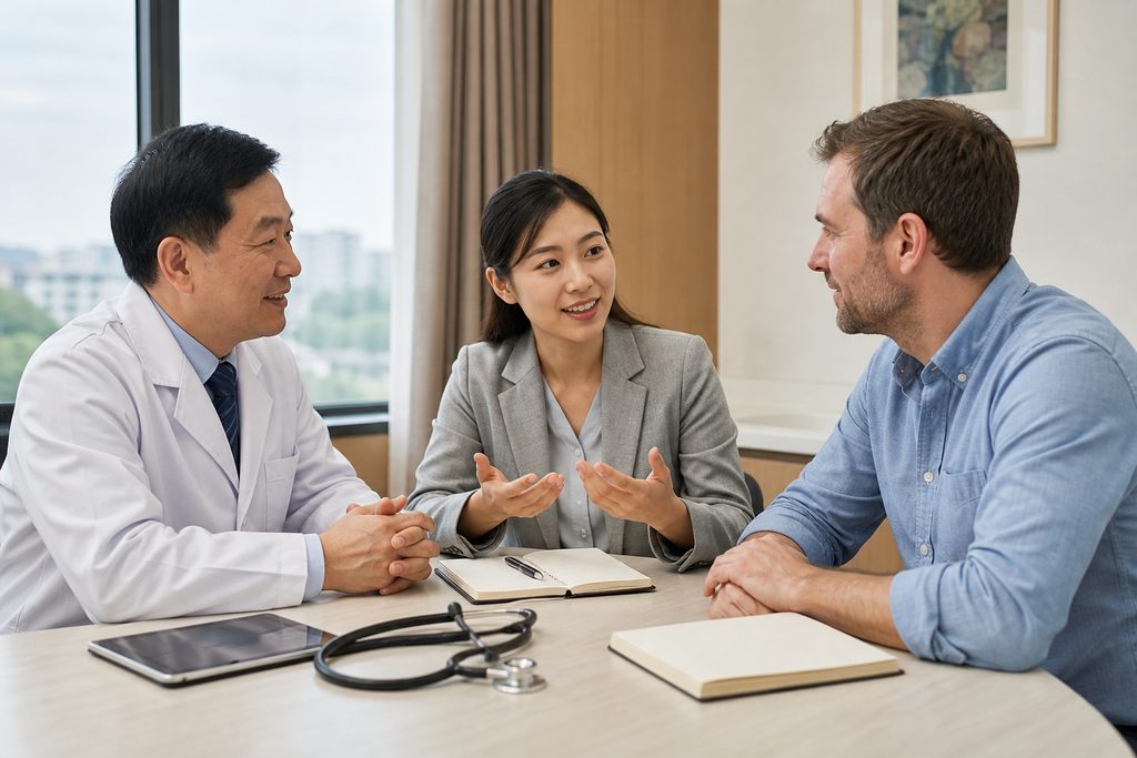 English speaking doctors China - medical illustration