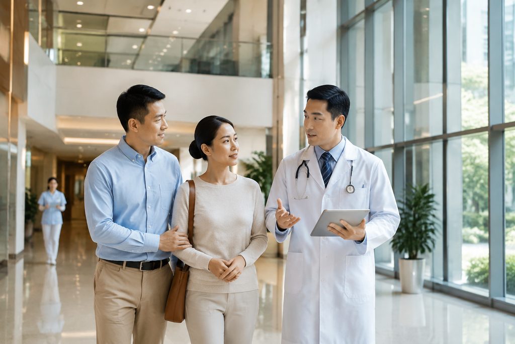 family accompaniment medical treatment C - medical illustration