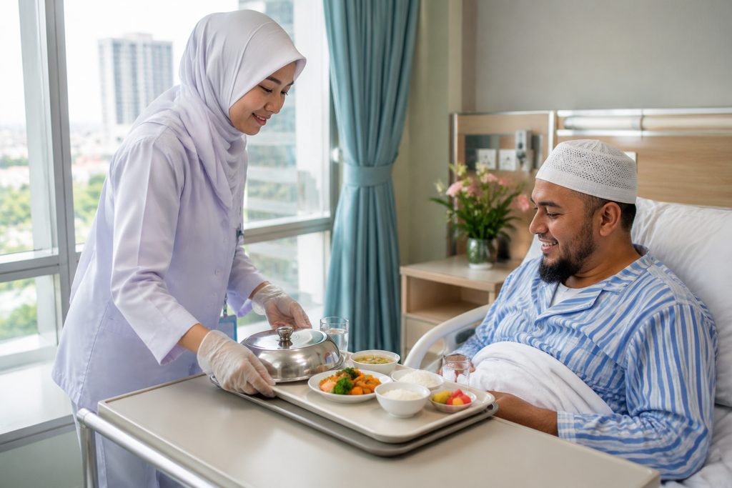 halal food hospital China - medical illustration