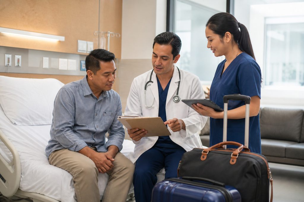hospital discharge checklist for interna - medical illustration