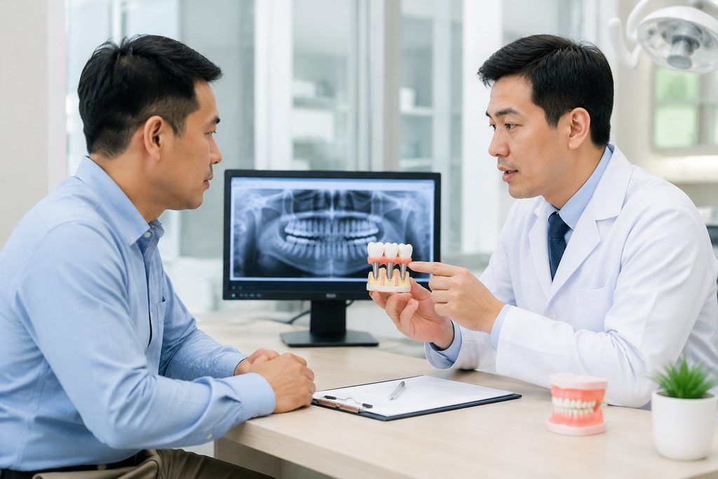 implant supported bridge cost China - medical illustration