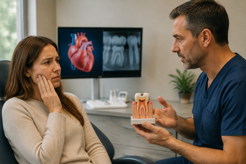 infected tooth heart disease treatment c - medical illustration