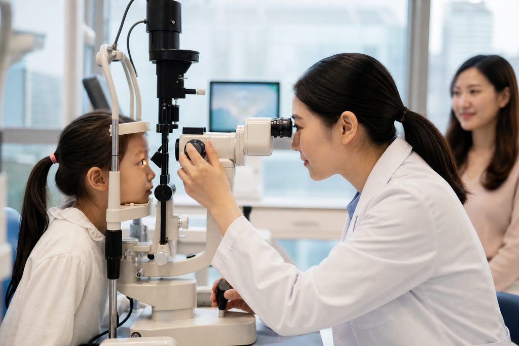 pediatric eye exam cost China - medical illustration
