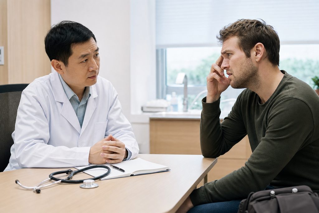 red flags Chinese doctor communication - medical illustration