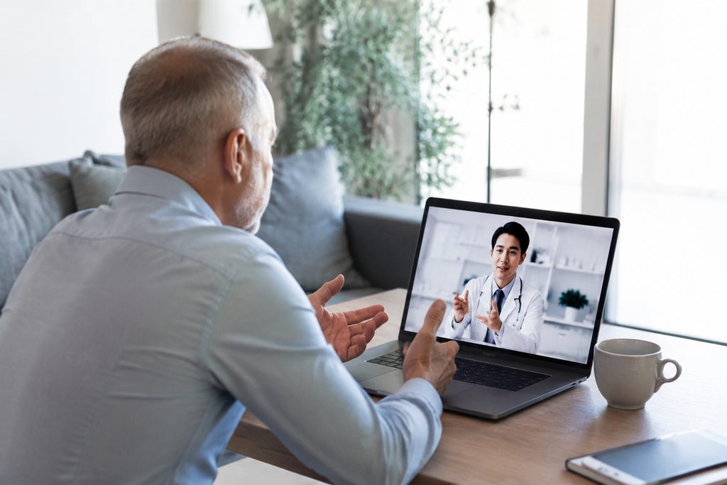 how to schedule video call with doctor i - medical illustration