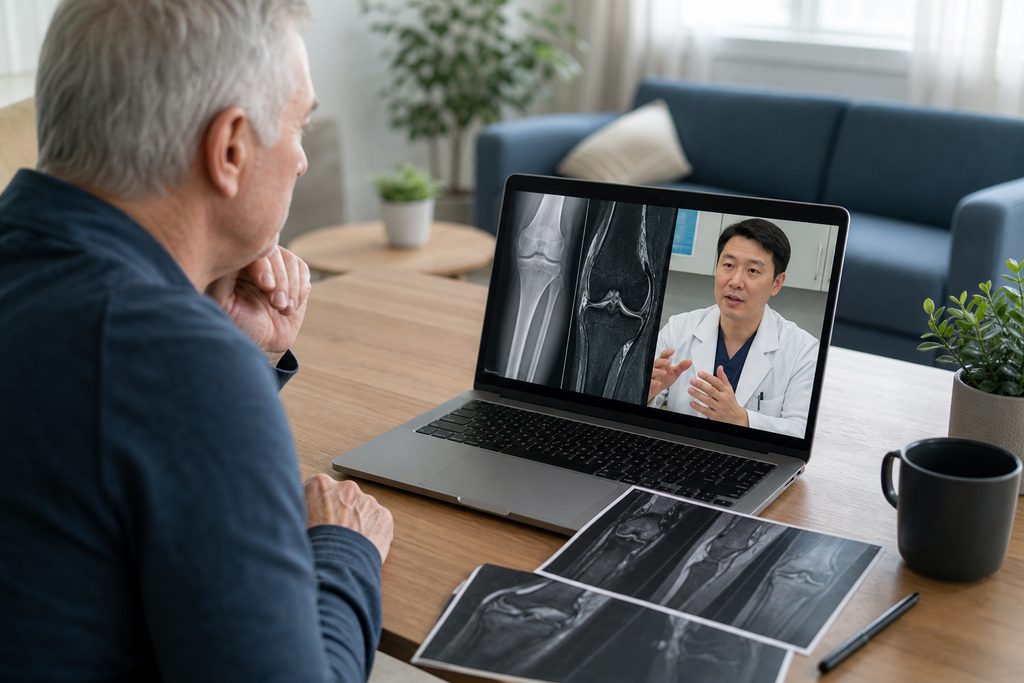 remote joint replacement consultation Ch - medical illustration