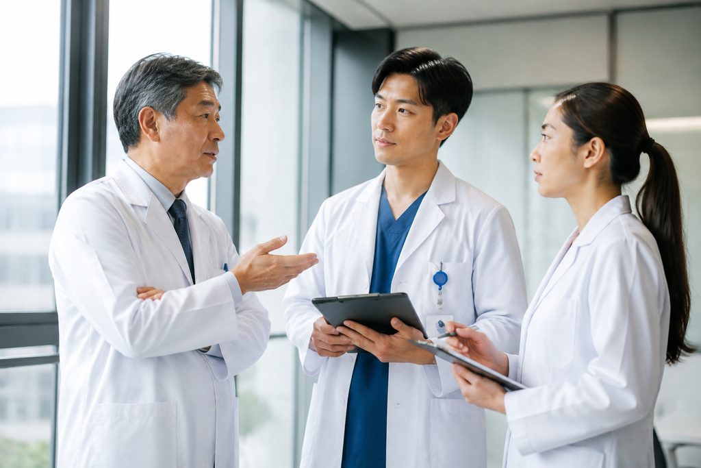 chief physician vs attending surgeon Chi - medical illustration