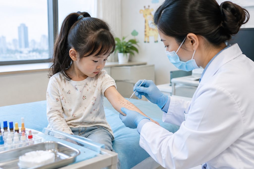child allergy testing cost China - medical illustration