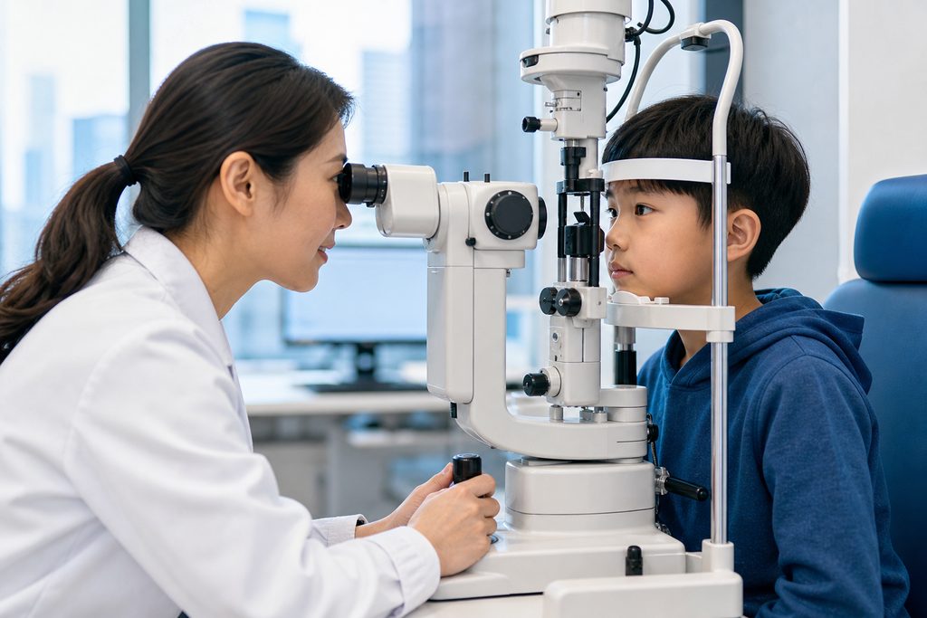 child vision checkup cost China - medical illustration