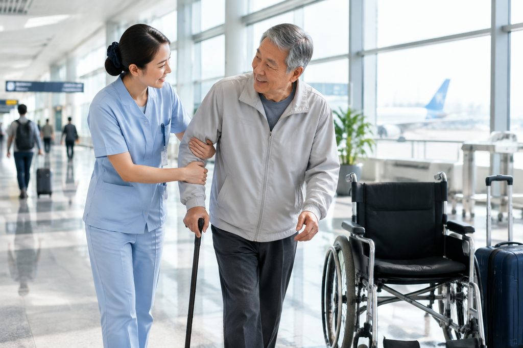 medical discharge assistance China - medical illustration