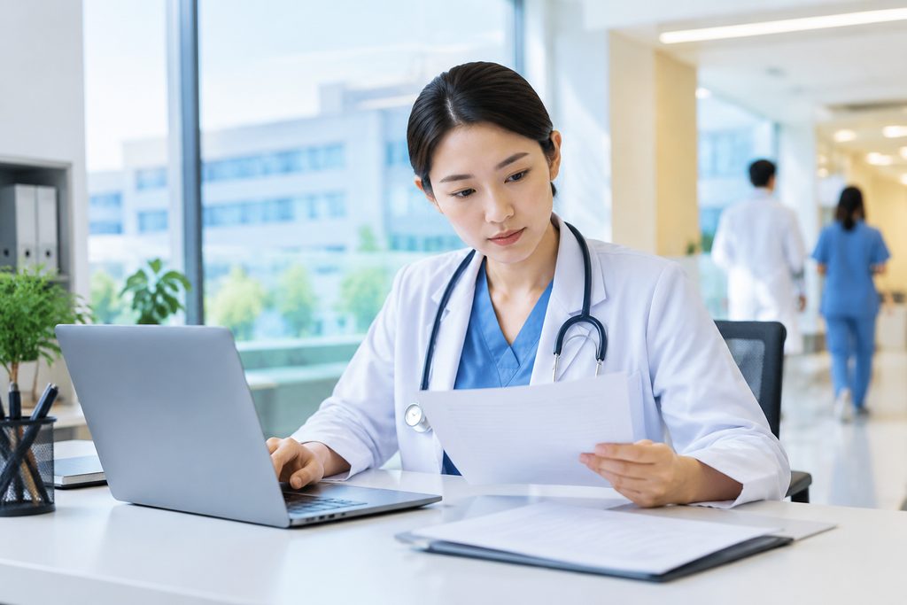 verify hospital license China - medical illustration
