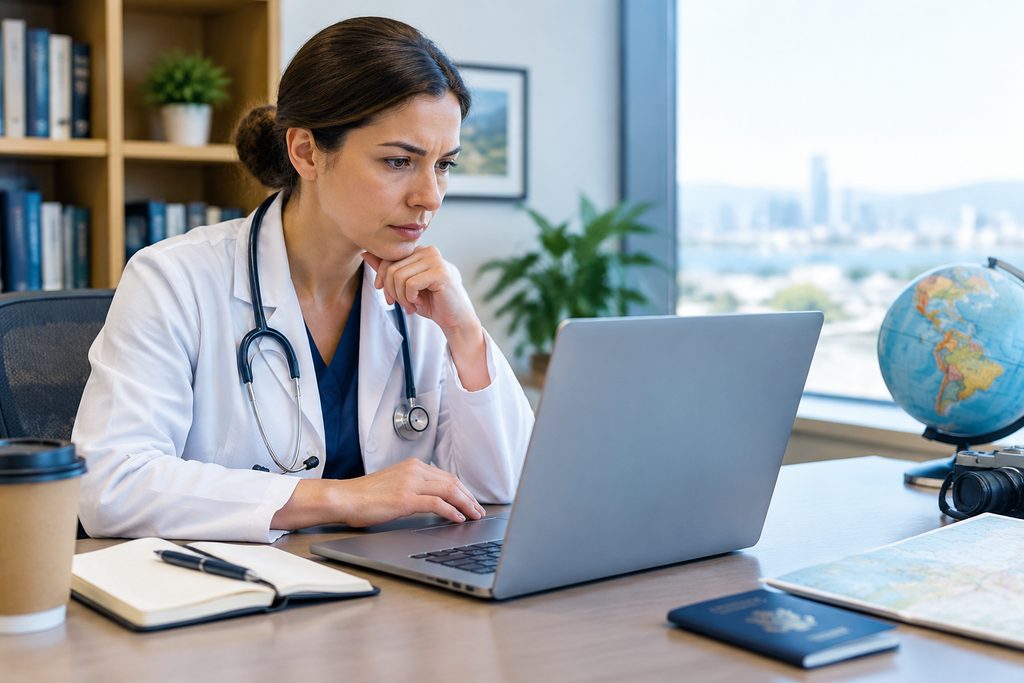 checking a doctor's publication record - medical illustration