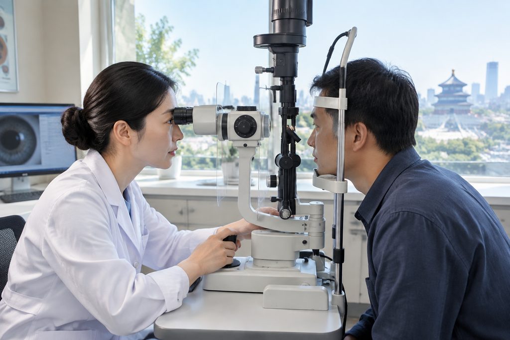 eye exam cost Beijing - medical illustration