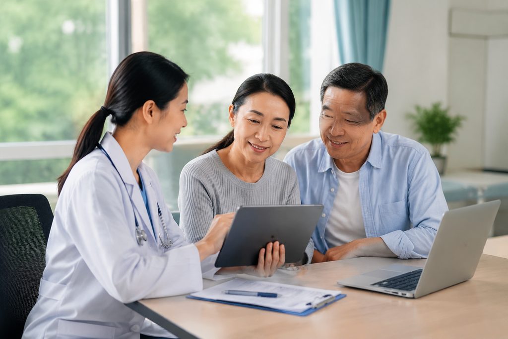 follow up visit after surgery abroad - medical illustration