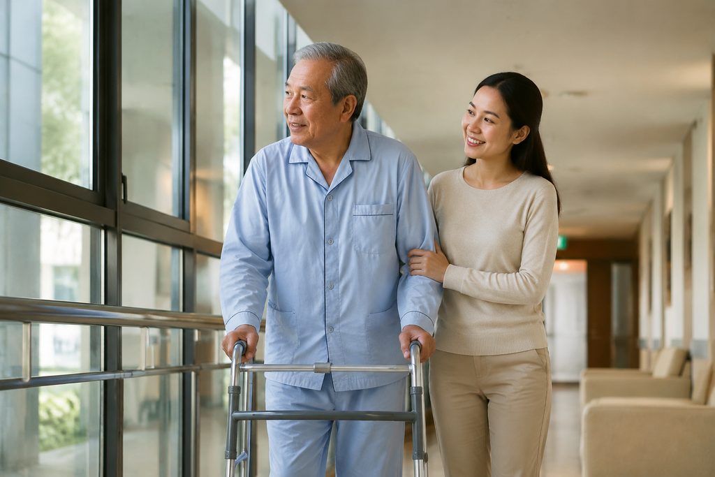 inpatient companion mobility assistance - medical illustration