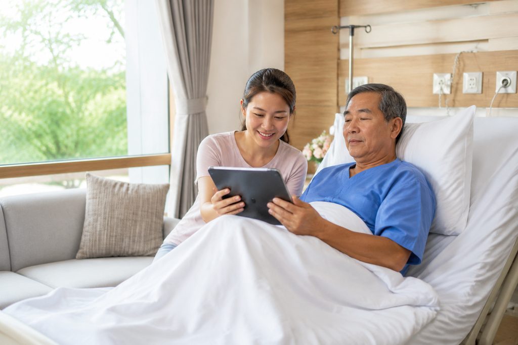 inpatient companion reading entertainmen - medical illustration
