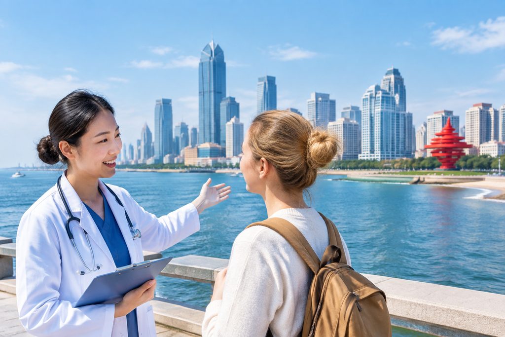 medical tourism Qingdao China - medical illustration