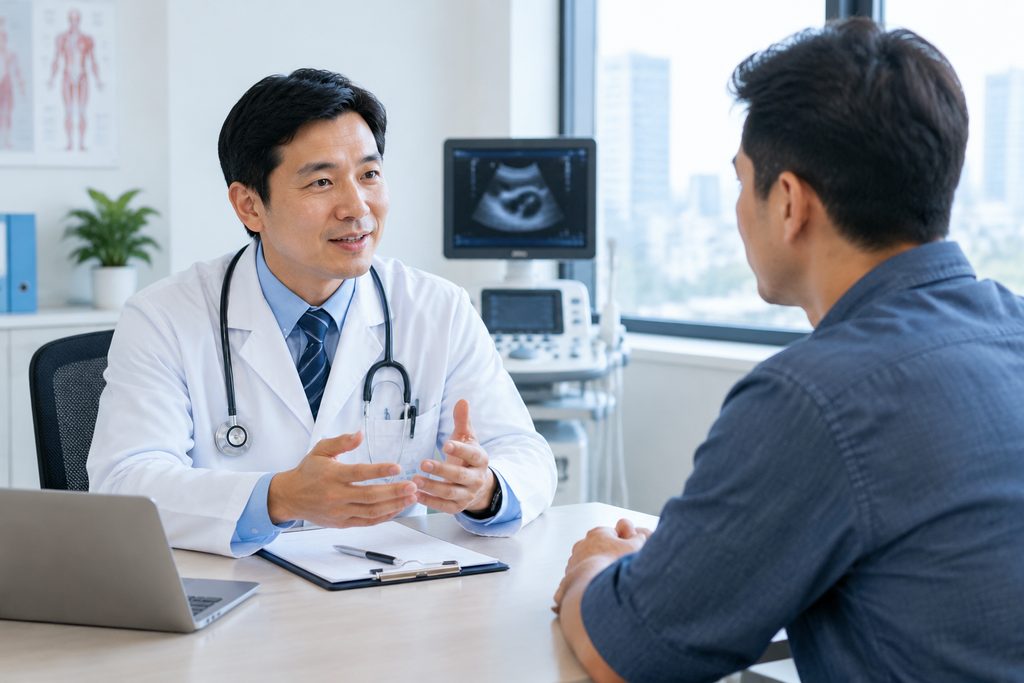 men's health checkup cost China - medical illustration