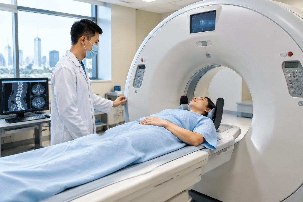 spine CT scan cost China - medical illustration