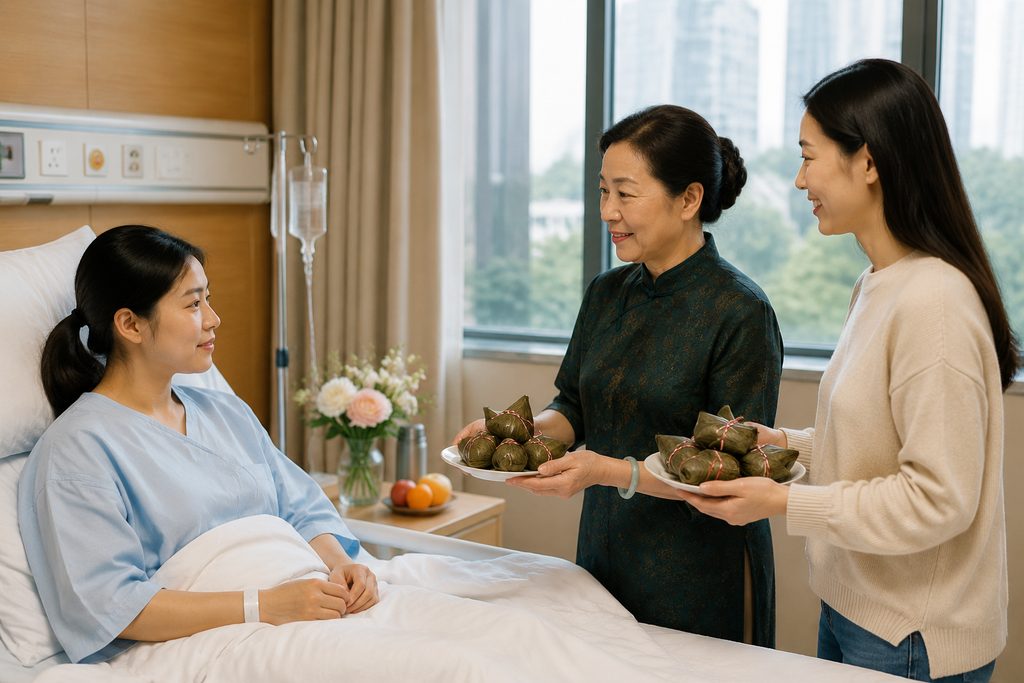 Illustrative care-planning scene; not a photograph of a patient case or medical device.